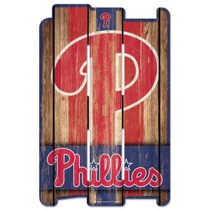MLB Phillies Fence Sign 11" x 17" Retro Wall Distressed Logo Philadelphia New